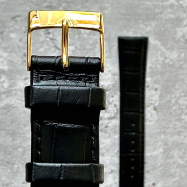Crocodile Grain Leather Watch Strap Black- Available in all sizes